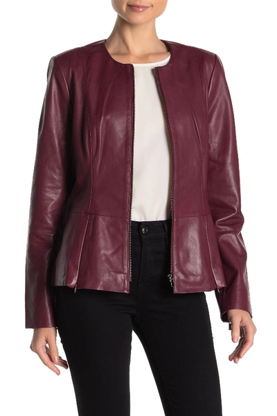 Shop Badgley Mischka Leather Jacket In Berry