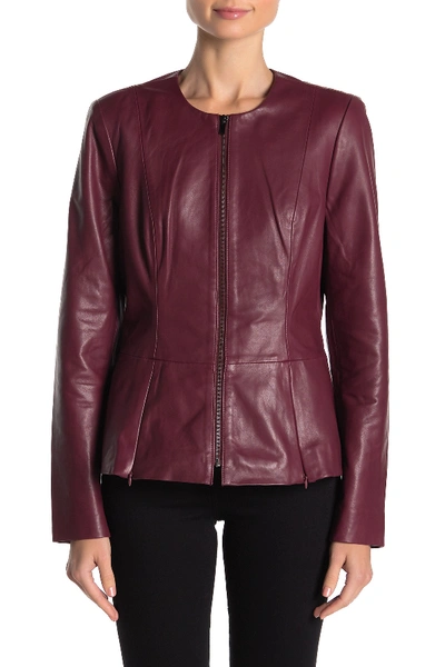 Shop Badgley Mischka Leather Jacket In Berry