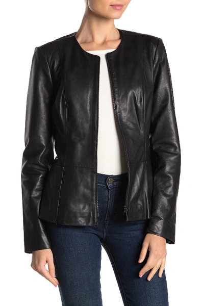 Shop Badgley Mischka Leather Jacket In Black