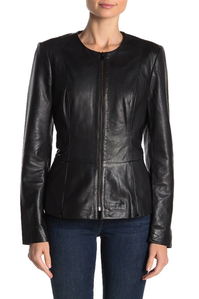 Shop Badgley Mischka Leather Jacket In Black