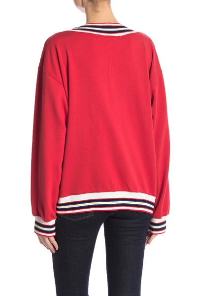 Shop Rebecca Minkoff Kristine Striped Contrast Sweater In Red