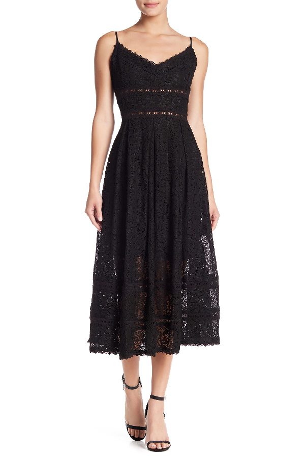 nsr sleeveless lace midi dress