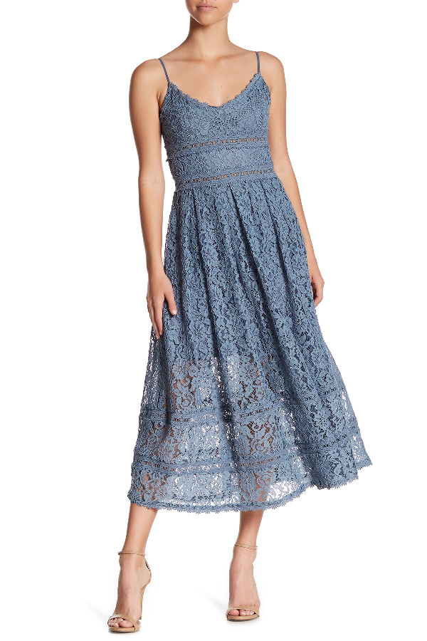 light blue lace midi dress
