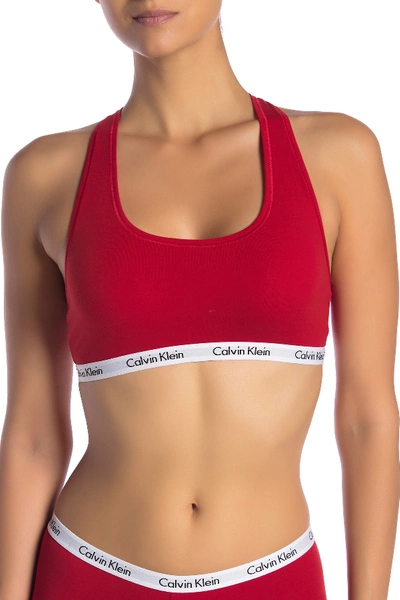 Shop Calvin Klein Carousel Racerback Bralette In Rym Manic Red
