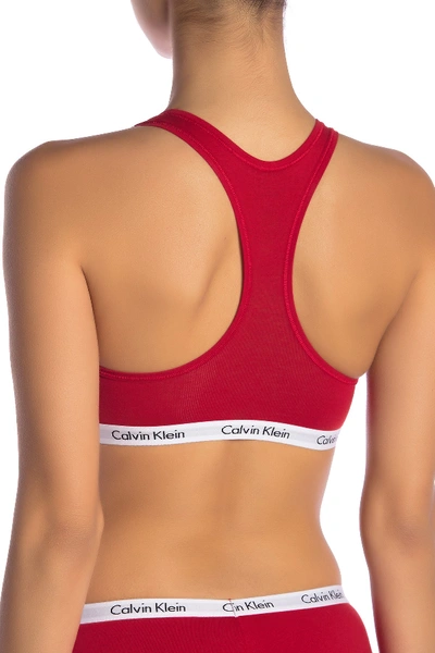 Shop Calvin Klein Carousel Racerback Bralette In Rym Manic Red