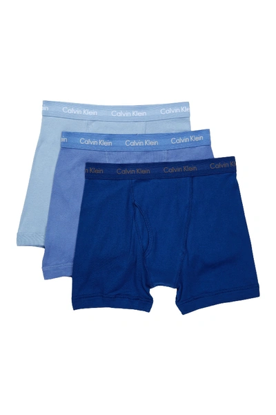 Shop Calvin Klein Boxer Briefs - Pack Of 3 In Peacoat-delft-silver Lake Blue