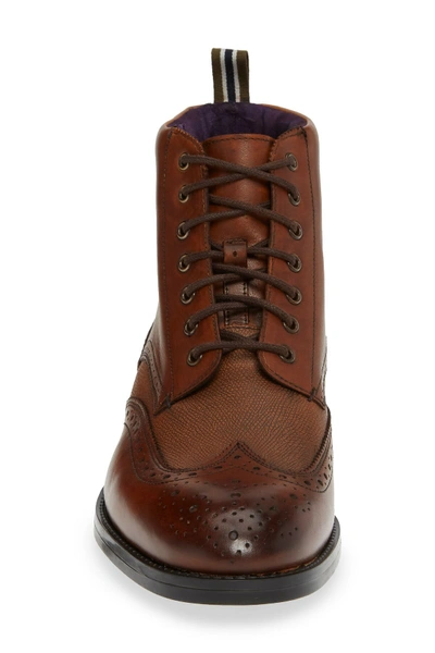 Shop Ted Baker Twrens Wingtip Leather Boot In Tan