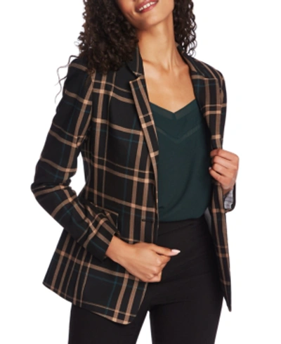 Shop 1.state One-button Plaid Jacket In Rich Black