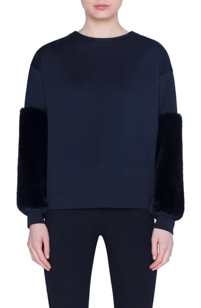 Shop Akris Punto Faux Fur & Neoprene Top In Black