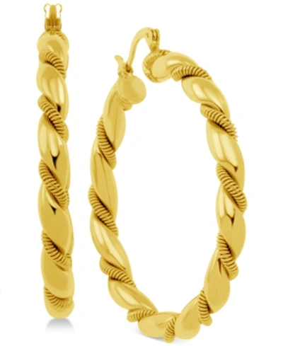 Shop Essentials Twisted Hoop In Fine Silver Plate Earrings In Gold