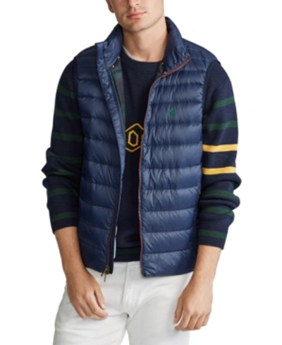 Shop Polo Ralph Lauren Men's Packable Down Vest In Cruise Navy