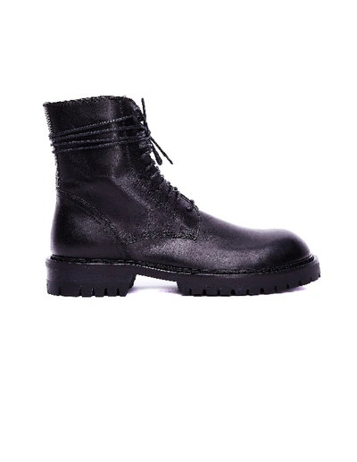 Shop Ann Demeulemeester Black Leather Boots In White