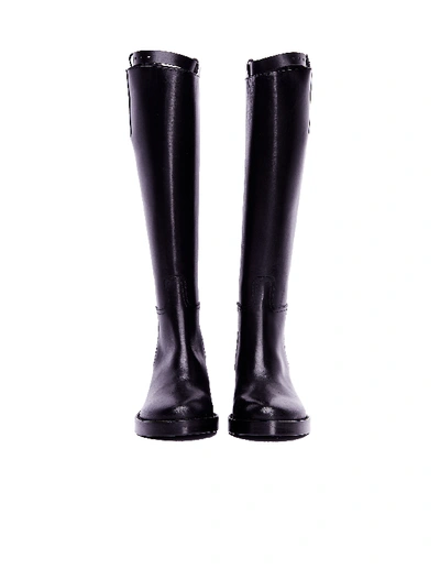 Shop Ann Demeulemeester Vitello Lux Leather Ridding Boots In Black