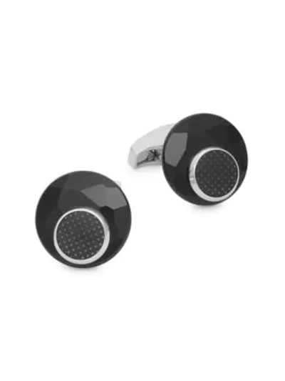 Shop Tateossian Faceted Swarovski Crystal Cufflinks In Black