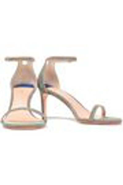 Shop Stuart Weitzman Lamé Sandals In Gold