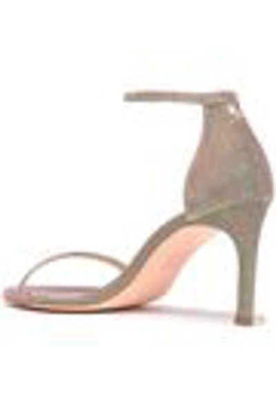 Shop Stuart Weitzman Lamé Sandals In Gold