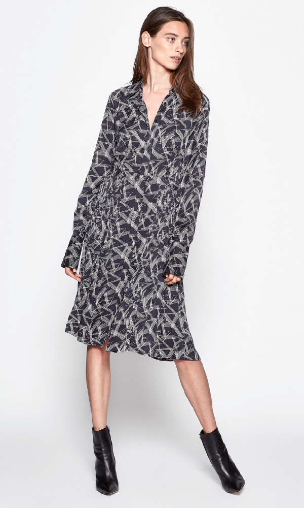 silk button down dress