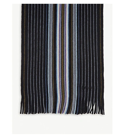 Shop Paul Smith Accessories Goji Striped Wool Scarf In Black
