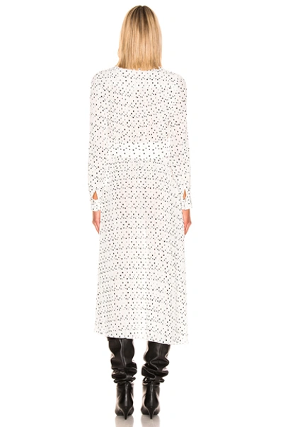 Shop Rotate Birger Christensen Polka Dots Belted Slit Dress In Bright White