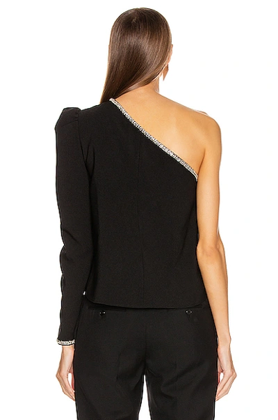 Shop Self-portrait One Shoulder Crepe Top In Black