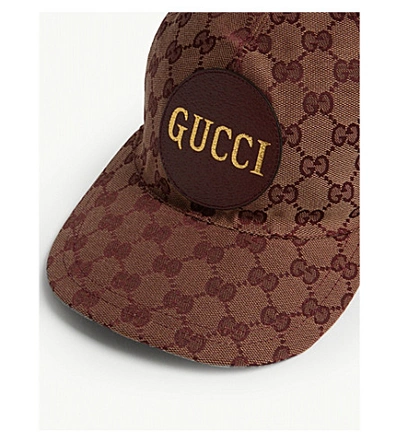 Shop Gucci Logo-print Canvas Baseball Cap In Red