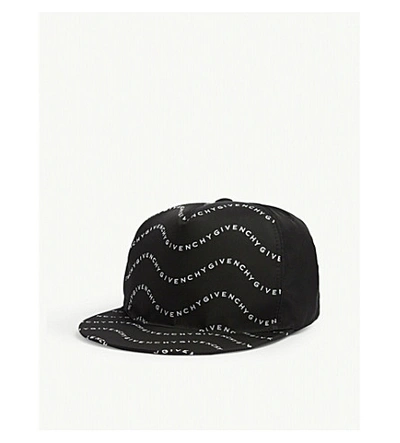 Shop Givenchy Logo Print Nylon Snapback Cap In Black White