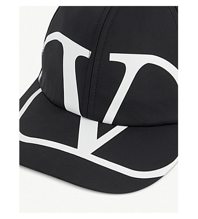 Shop Valentino V Logo Woven Baseball Cap In Black