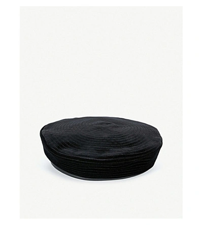 Shop Gucci Bow-embellished Velvet Beret In Black