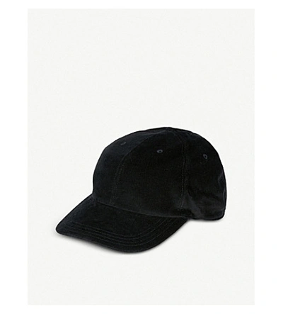 Shop Saint Laurent Grosgrain-lined Velvet Corduroy Cap In Black