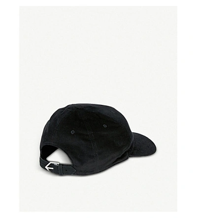 Shop Saint Laurent Grosgrain-lined Velvet Corduroy Cap In Black