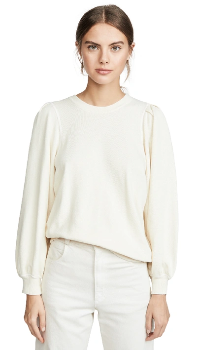 Shop The Great The Pleat Sleeve Sweatshirt In Washed White