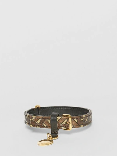 Burberry Dog Collar Monogram Canvas Cotton Leather Brown Khaki Unworn