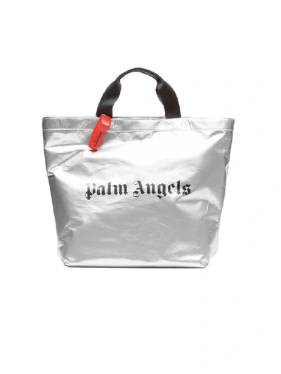 Shop Palm Angels Shopper Bag In Silver