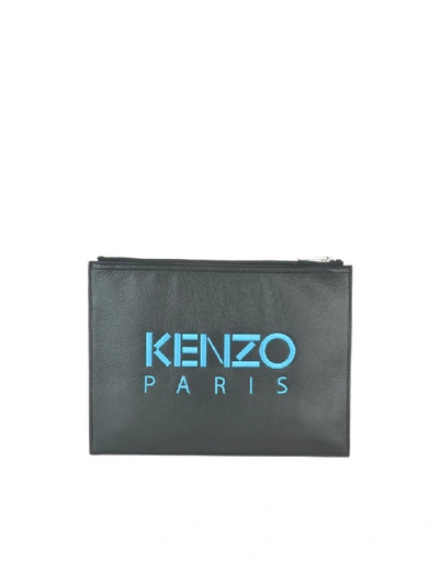 Shop Kenzo Tiger Leather Clutch In Black