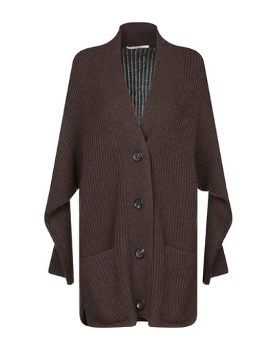 Shop Agnona Cardigan In Dark Brown