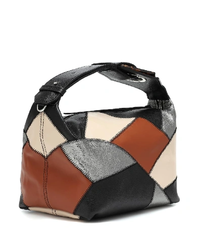 Shop Ganni Leather Shoulder Bag In Multicoloured