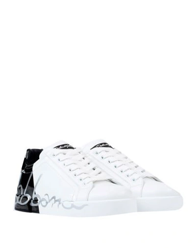 Dolce & Gabbana Dolce And Gabbana White Patent Trim Portofino Sneakers In White