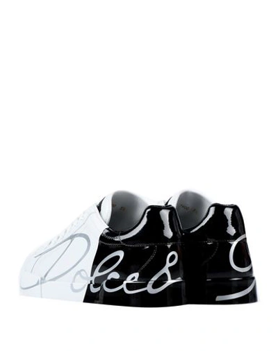 Dolce & Gabbana Dolce And Gabbana White Patent Trim Portofino Sneakers In White