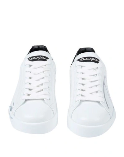 Dolce & Gabbana Dolce And Gabbana White Patent Trim Portofino Sneakers In White