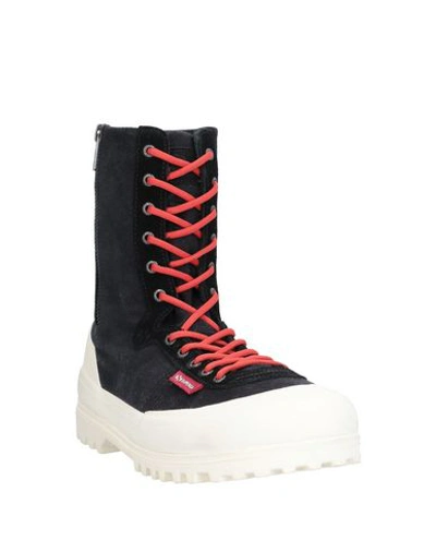 Shop Superga Man Ankle Boots Black Size 7.5 Leather, Textile Fibers
