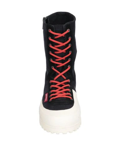 Shop Superga Man Ankle Boots Black Size 7.5 Leather, Textile Fibers