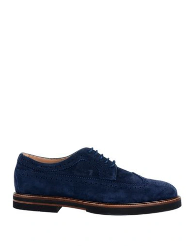 Shop Tod's Man Lace-up Shoes Slate Blue Size 7 Soft Leather