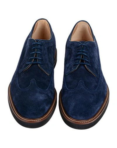 Shop Tod's Man Lace-up Shoes Slate Blue Size 7 Soft Leather