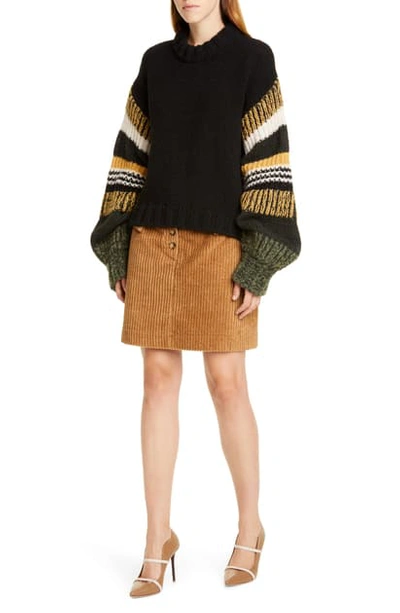 Shop Baum Und Pferdgarten Claudine Stripe Sleeve Sweater In Black Mix