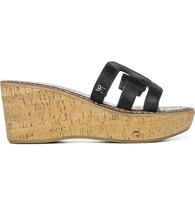 Shop Sam Edelman Regis Platform Wedge Slide Sandal In Black Leather