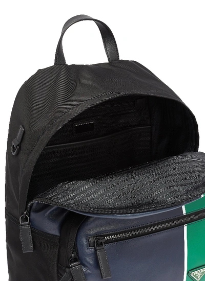 Shop Prada Stripe Leather Backpack