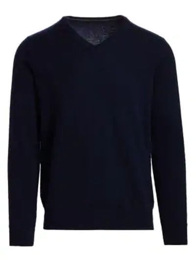 Shop Saks Fifth Avenue Collection V-neck Cashmere Sweater In Navy