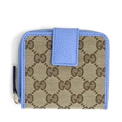 Shop Gucci French Wallet Gg Supreme Beige Blue