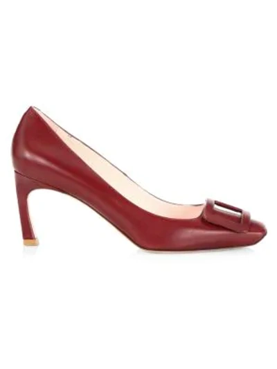 Shop Roger Vivier Women's Belle Vivier Trompette Leather Pumps In Burgundy