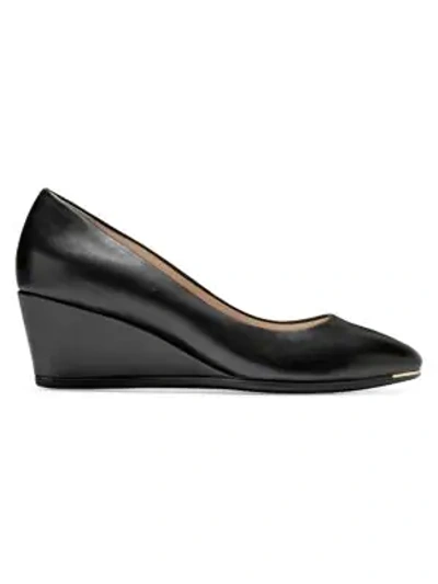 Shop Cole Haan Grand Ambition Leather Wedge Pumps In Black
